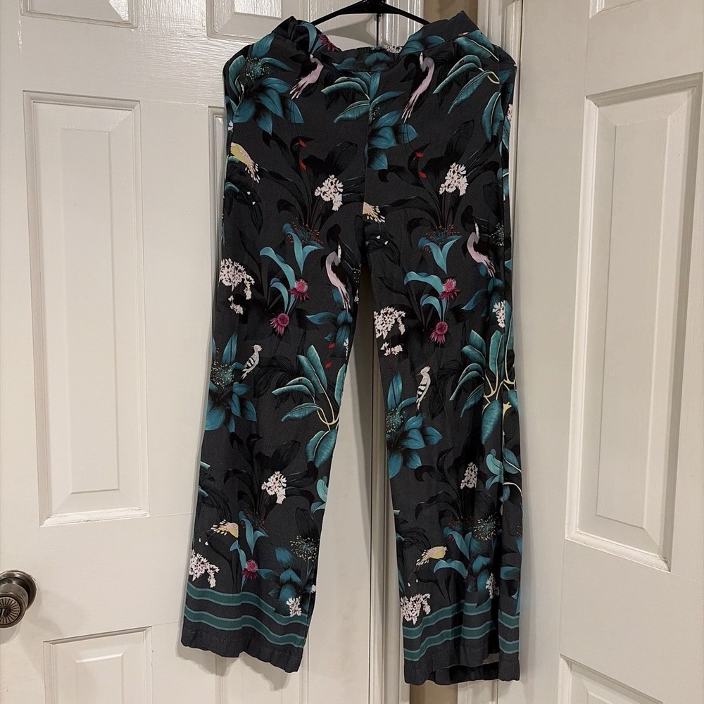 H&M Anna Glove Floral Print Pull On Pants Elastic Waist